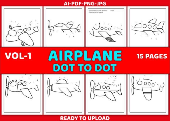 Airplane Connect the Dots Graphics for Teaching & Crafting