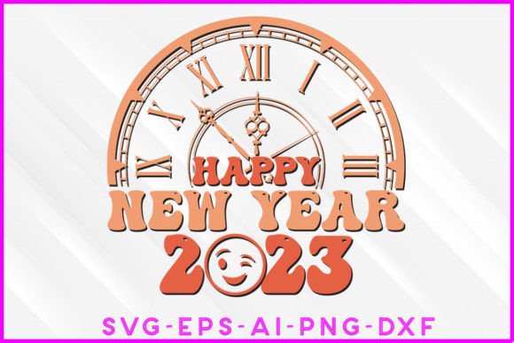 Happy New Year 2023 Groovy Design for Graphics and Crafts
