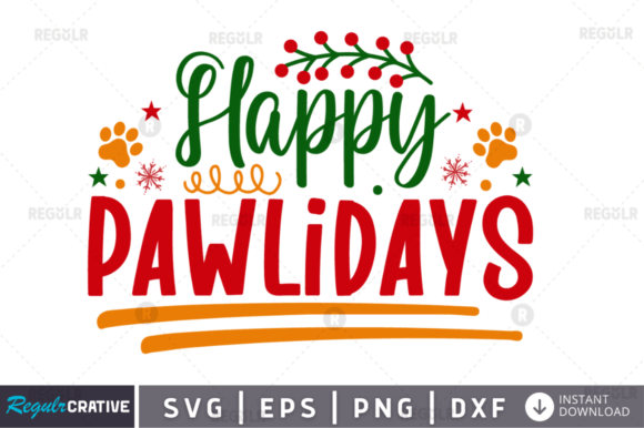 Happy Pawlidays: A Festive SVG Design for Crafts & Graphics